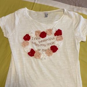 4/$20 Zara Kids cotton large tshirt adorable Flowers Pink Red 13-14